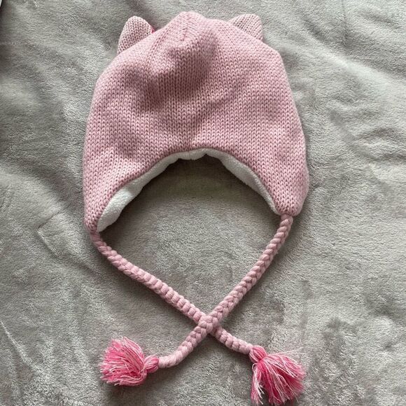 Knitted Pig Hat With Tassels - Picture 2 of 6
